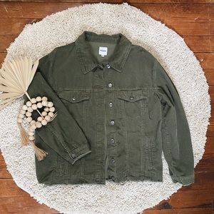 Olive Green Corduroy Button-down Jacket